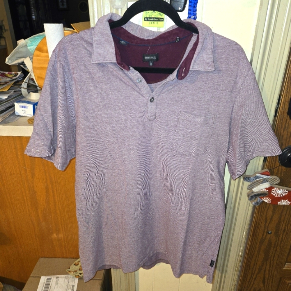 BUFFALO DAVID BITTON Mens XL Polo Shirt Coral Short Sleeved All Cotton